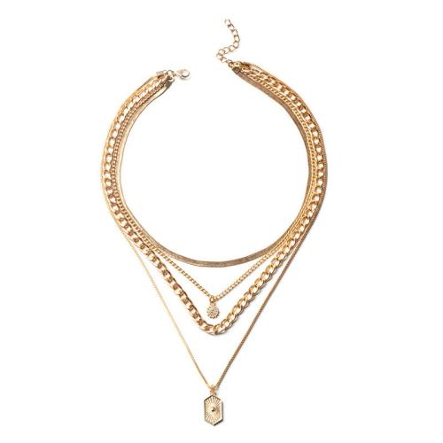 aleación de zinc collar, chapado, Joyería & multicapa & para mujer, Vendido por UD