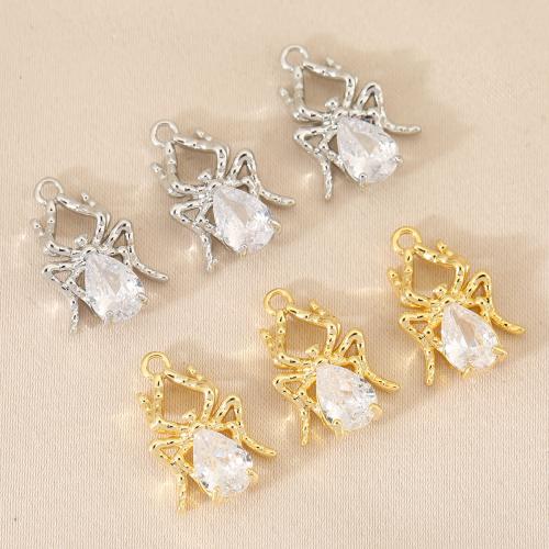 Cúbicos Circonia Colgante Latón Micro pavimenta, metal, Araña, chapado, Bricolaje & micro arcilla de zirconia cúbica, más colores para la opción, libre de níquel, plomo & cadmio, 10PCs/Bolsa, Vendido por Bolsa