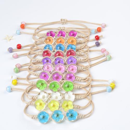 verre bracelet, avec Corée-Corée & Fleurs séchées, fait à la main, bijoux de mode & pour femme, plus de couleurs à choisir, Longueur:Environ 6-10 pouce, Vendu par PC