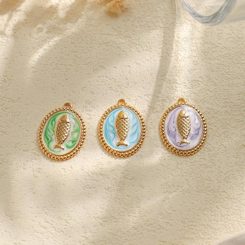 Acier inoxydable 304 Pendentif, poisson, Placage de couleur d'or, DIY & émail, plus de couleurs à choisir, protéger l'environnement, sans nickel, plomb et cadmium, 10PC/sac, Vendu par sac