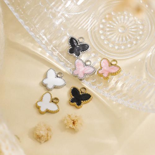 304 Edelstahl Anhänger, Schmetterling, goldfarben plattiert, DIY & Emaille, keine, frei von Nickel, Blei & Kadmium, 10PCs/Tasche, verkauft von Tasche