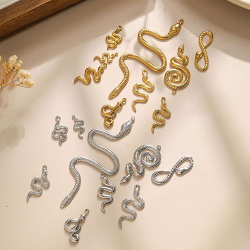 304 Edelstahl Anhänger, Schlange, goldfarben plattiert, DIY & Emaille, keine, frei von Nickel, Blei & Kadmium, 10PCs/Tasche, verkauft von Tasche