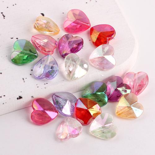 Plated Acrylic Beads, Heart, colorful plated, DIY & enamel, more colors for choice, 13.90x13.90x7.30mm, Sold By PC