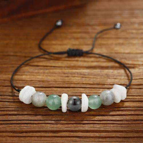 Bracelets de pierres précieuses, Labradorite, avec corde de cire & aventurine vert, fait à la main, bijoux de mode & unisexe, Vendu par PC