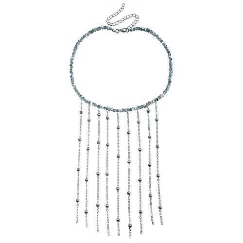 Tibetan Style Fringe Necklace, with Glass, plated, fashion jewelry & for woman, original color, Sold By PC