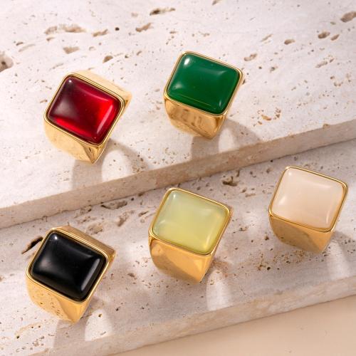 304 Stainless Steel Finger Ring, with Natural Stone, gold color plated, fashion jewelry & different size for choice & for man, more colors for choice, Sold By PC