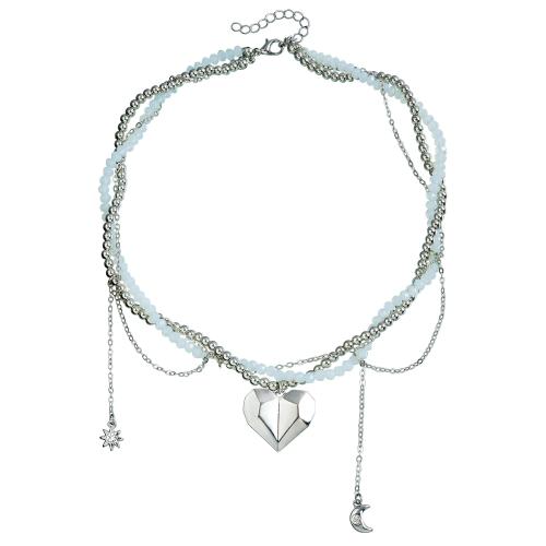 Tibetan Style Fringe Necklace, with Glass Beads, plated, three layers & for woman & with rhinestone, original color, Sold By PC