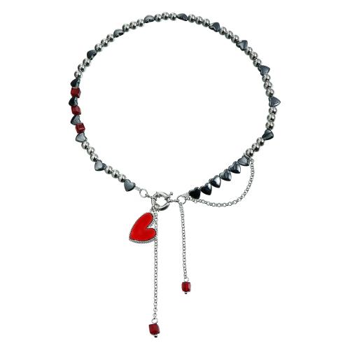 Tibetan Style Necklace, with Hematite & Glass & Acrylic, plated, fashion jewelry & for woman, original color, Sold By PC