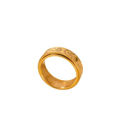 304 Stainless Steel Finger Ring, plated, rotatable & Unisex & different size for choice, golden, Sold By PC
