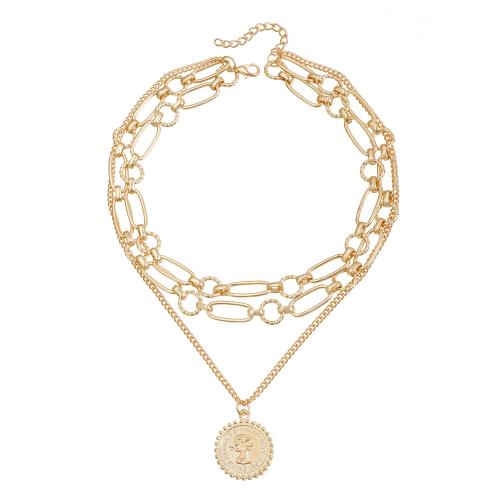 Tibetan Style Necklace, plated, three layers & fashion jewelry & for woman, golden, Sold By PC