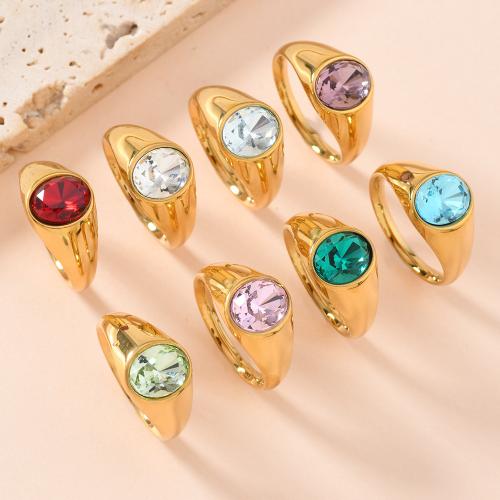 acero inoxidable 304 anillo, chapado en color dorado, diverso tamaño para la opción & para mujer & con diamantes de imitación, más colores para la opción, Vendido por UD