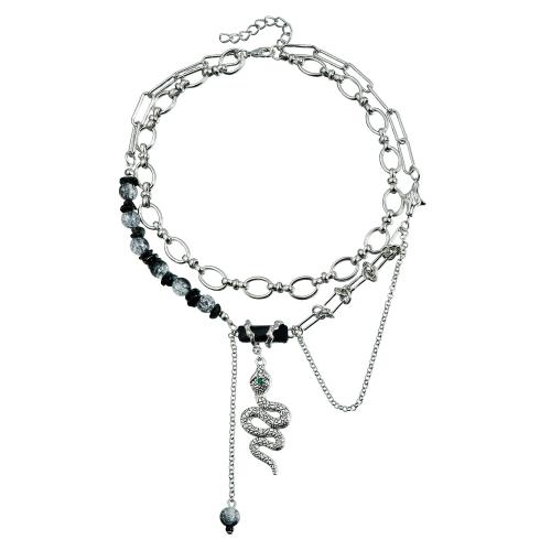 Tibetan Style Necklace, with Plastic, plated, Double Layer & fashion jewelry & for woman, original color, Sold By PC