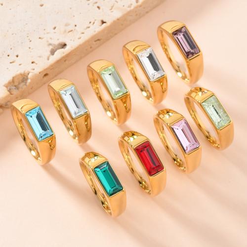 acero inoxidable 304 anillo, 18K chapado en oro, diverso tamaño para la opción & para mujer & con diamantes de imitación, más colores para la opción, Vendido por UD