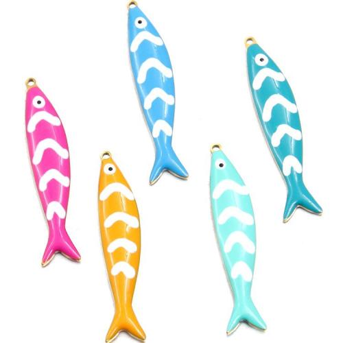 Acier inoxydable animaux Pendentifs, Acier inoxydable 304, poisson, Placage, DIY & émail, plus de couleurs à choisir, 10PC/sac, Vendu par sac