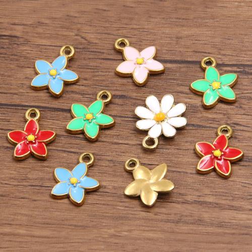 Edelstahl -Blumen-Anhänger, 304 Edelstahl, plattiert, DIY & verschiedene Stile für Wahl & Emaille, keine, 10PCs/Tasche, verkauft von Tasche