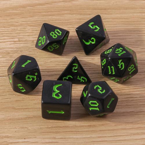 Resin Dice, 7 pieces & Unisex, more colors for choice, dice length 16-25mm, Sold By Set