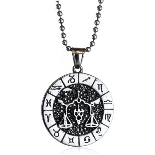 Titanium Steel Pendant, 12 Signs of the Zodiac, vintage & DIY & different styles for choice, 34x4mm, Sold By PC