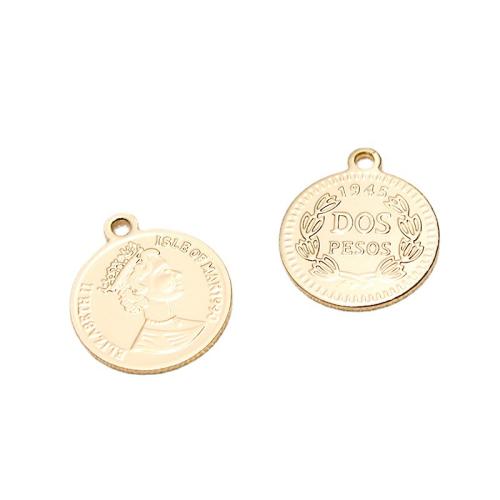 Brass Pendant, Flat Round, gold color plated, DIY & different size for choice, Sold By PC