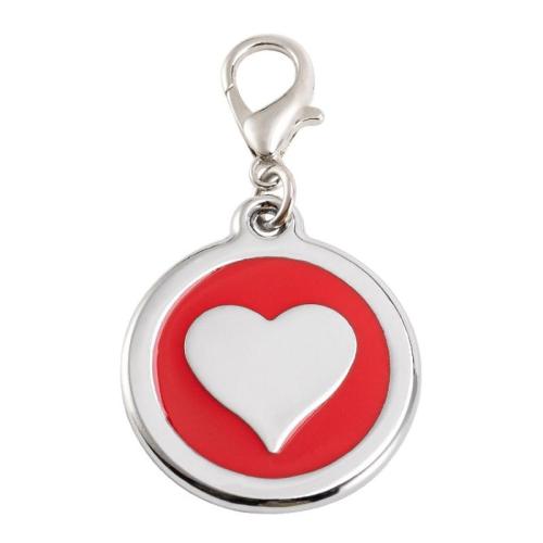 aleación de zinc Redondo aplanado, chapado, con patrón de corazón & pegamento de gota, más colores para la opción, pet tag length 20-30mm, Vendido por UD