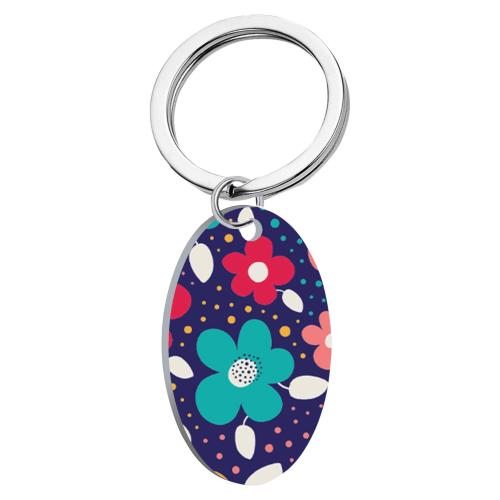 304 Stainless Steel Key Clasp, Flat Oval, printing, Unisex & different designs for choice, 70x40mm, Sold By PC