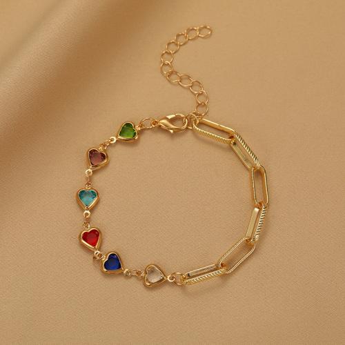 metal Pulsera, con aleación de zinc, con 2inch extender cadena, chapado en color dorado, diferentes estilos para la opción & para mujer & esmalte & con diamantes de imitación, longitud:aproximado 6.3 Inch, Vendido por UD