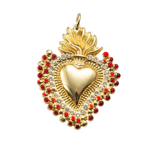 Cubic Zirconia Micro Pave Brass Pendant, Heart, plated, DIY & micro pave cubic zirconia, more colors for choice, nickel, lead & cadmium free, 23.90x3.50x34.33mm, Sold By PC