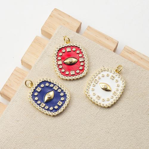 Evil Eye Pendants, Brass, Square, plated, DIY & micro pave cubic zirconia, more colors for choice, nickel, lead & cadmium free, 21.43x2.95x30.60mm, Sold By PC