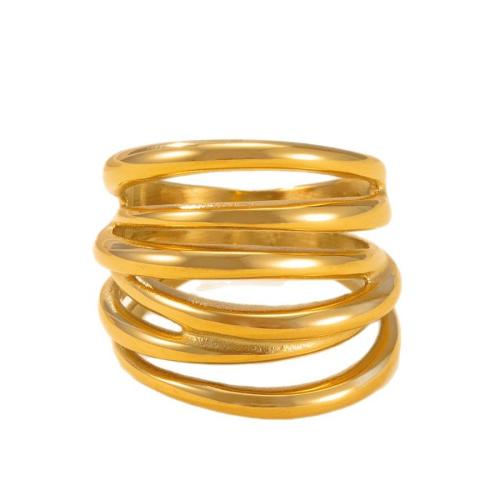 Edelstahl Ringe, 304 Edelstahl, plattiert, Modeschmuck & für Frau & hohl, goldfarben, Größe:9, verkauft von PC