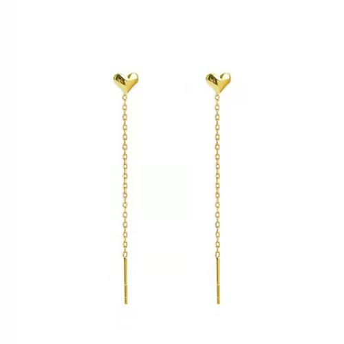 304 Stainless Steel Thread Through Earrings, Heart, fashion jewelry & for woman, more colors for choice, 95x5mm, Sold By Pair