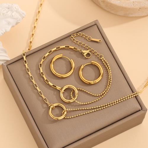 Fashion Stainless Steel Jewelry Sets, 304 Stainless Steel, plated, fashion jewelry & different styles for choice & for woman, golden, Necklace :40cm Bracelet :16cm., Sold By PC