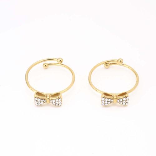 Zirkonia Edelstahl-Finger- Ring, 304 Edelstahl, Modeschmuck & Micro pave Zirkonia & für Frau, goldfarben, Inner diameter: 18mm, verkauft von PC