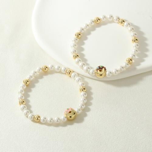 Messing-Armbänder, Messing, mit Muschelkern, plattiert, Modeschmuck & Emaille, keine, frei von Nickel, Blei & Kadmium, verkauft von PC