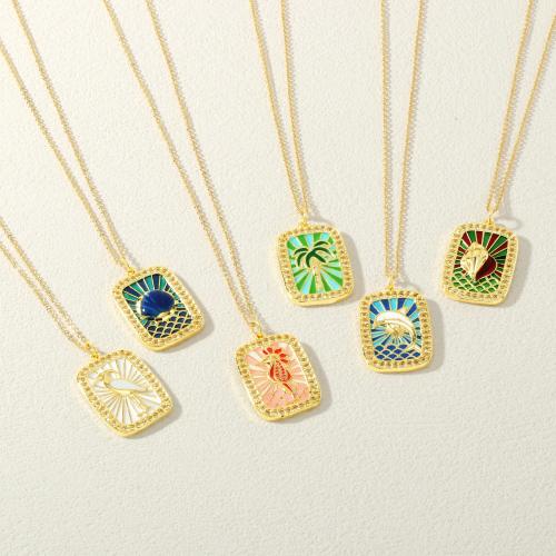 Brass Necklace, plated, fashion jewelry & different styles for choice & micro pave cubic zirconia & enamel, more colors for choice, nickel, lead & cadmium free, Sold By PC
