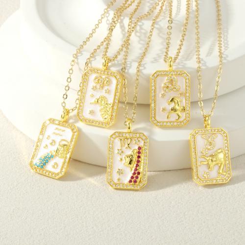 Brass Necklace, plated, fashion jewelry & different styles for choice & micro pave cubic zirconia & enamel, more colors for choice, nickel, lead & cadmium free, Sold By PC