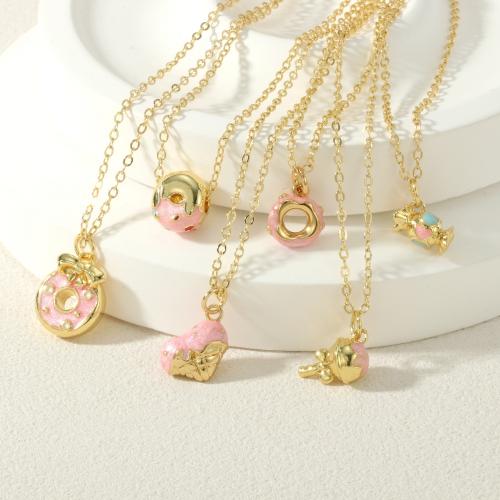 Brass Necklace, gold color plated, fashion jewelry & different styles for choice & enamel, more colors for choice, nickel, lead & cadmium free, Sold By PC