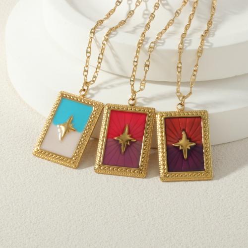 Stainless Steel Jewelry Necklace, 304 Stainless Steel, gold color plated, fashion jewelry & different styles for choice & enamel, more colors for choice, Sold By PC