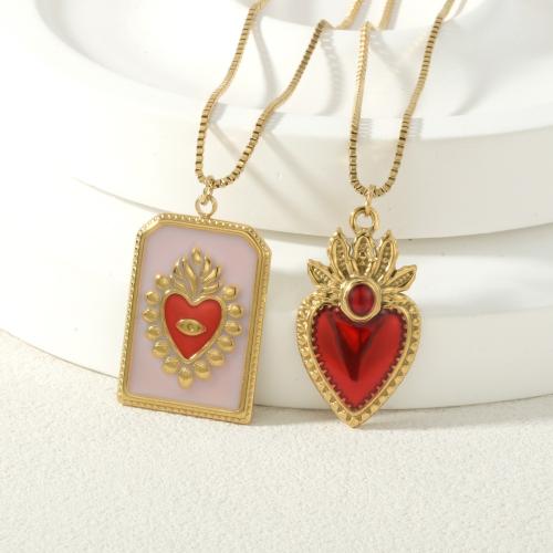Stainless Steel Jewelry Necklace, 304 Stainless Steel, gold color plated, fashion jewelry & different styles for choice & enamel, more colors for choice, Sold By PC