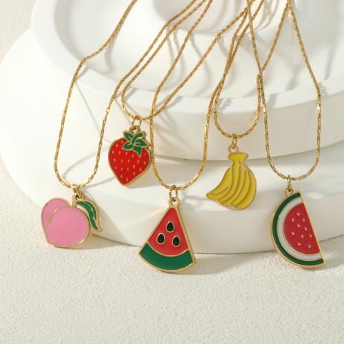 Stainless Steel Jewelry Necklace, 304 Stainless Steel, gold color plated, fashion jewelry & different styles for choice & enamel, more colors for choice, Sold By PC
