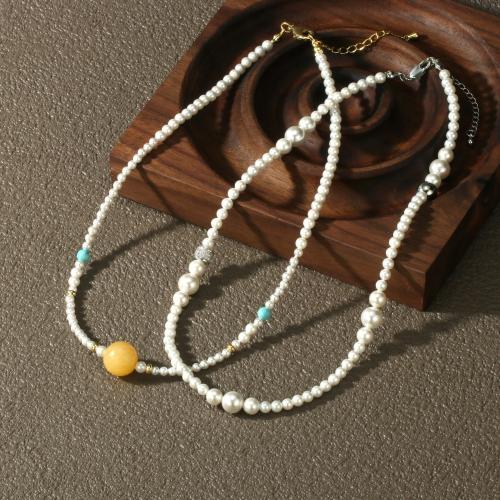 Collar de Nácar de Mar del Sur, Shell Pearl, con Piedras preciosas & metal, chapado, Joyería & diferentes estilos para la opción & micro arcilla de zirconia cúbica, más colores para la opción, Vendido por UD