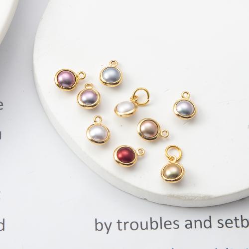 Brass Jewelry Pendants, with Plastic Pearl, plated, DIY, more colors for choice, nickel, lead & cadmium free, 6.85x4x13mm, Sold By PC