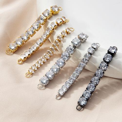 Brass Jewelry Connector, plated, DIY & micro pave cubic zirconia, more colors for choice, nickel, lead & cadmium free, 58x5.20x6mm, Sold By PC