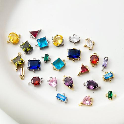 Brass Jewelry Connector, plated, DIY & micro pave cubic zirconia, more colors for choice, nickel, lead & cadmium free, 9.50x3.70x13.20mm, Sold By PC