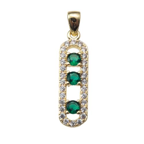 Cubic Zirconia Micro Pave Brass Pendant, plated, DIY & micro pave cubic zirconia & with rhinestone, more colors for choice, nickel, lead & cadmium free, 5.50x1.70x25.20mm, Sold By PC