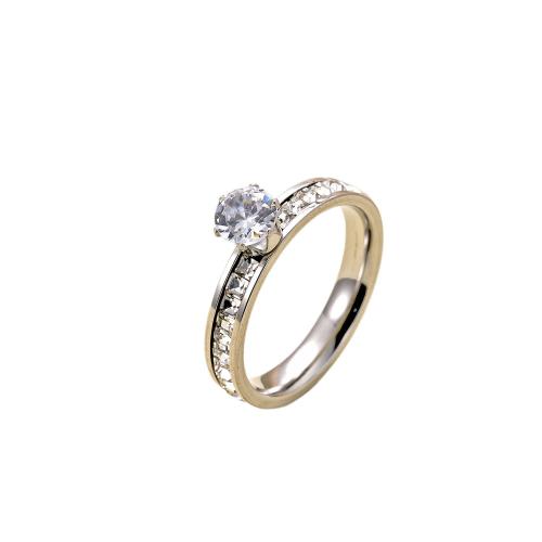 Rhinestone Stainless Steel Finger Ring, 304 Stainless Steel, plated, fashion jewelry & Unisex & with rhinestone, more colors for choice, Sold By PC