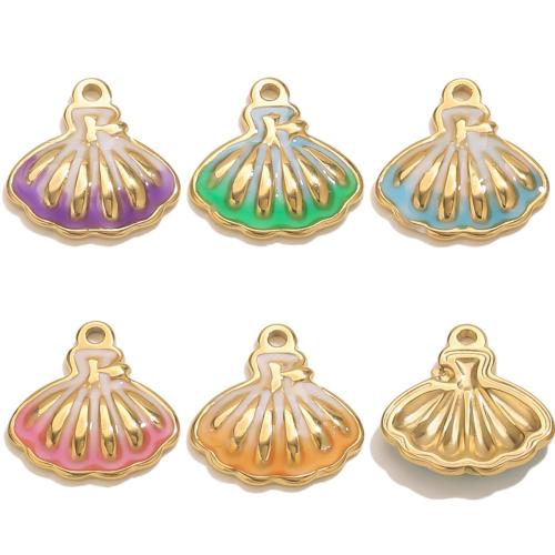 Edelstahl Schmuck Anhänger, 304 Edelstahl, Schale, 18K vergoldet, DIY & Emaille, keine, verkauft von PC