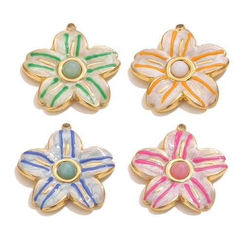 Edelstahl -Blumen-Anhänger, 304 Edelstahl, goldfarben plattiert, DIY & Emaille, keine, verkauft von PC