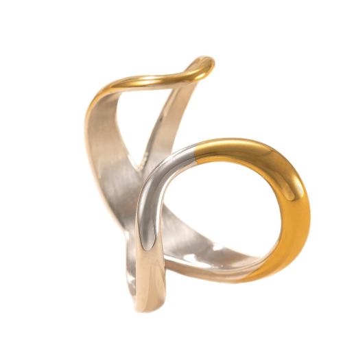 acero inoxidable 304 Anillo de dedo Cuff, chapado, para mujer & 2-tono & hueco, Vendido por UD
