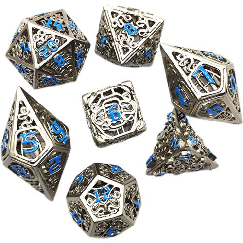 metal Dado, chapado, 7 piezas & unisexo & hueco, más colores para la opción, dice length 15-25mm, Vendido por Set