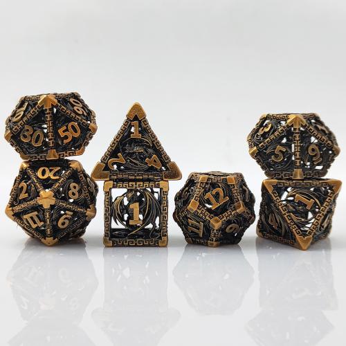 Brass Dice, plated, 7 pieces & Unisex & hollow, more colors for choice, Sold By Set