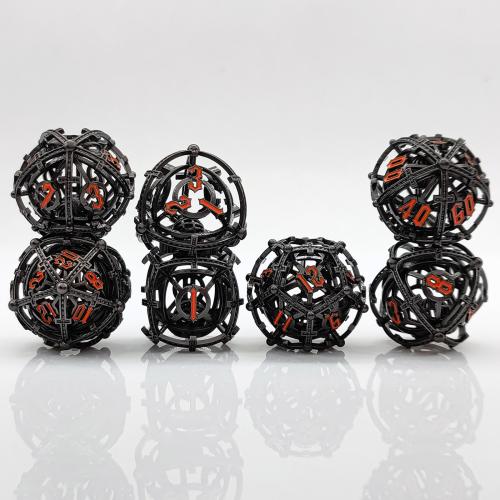 Brass Dice, gun black plated, 7 pieces & Unisex & hollow, Sold By Set